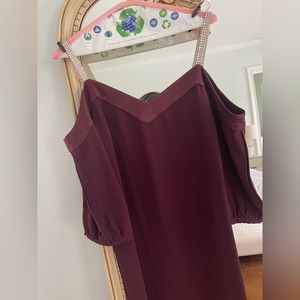 Trina Turk Sarika a-line size 8 cold shoulder & rhinestone straps